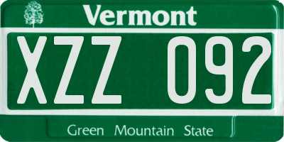 VT license plate XZZ092