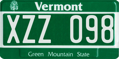 VT license plate XZZ098