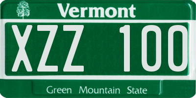 VT license plate XZZ100