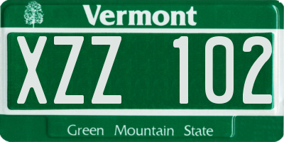 VT license plate XZZ102