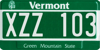 VT license plate XZZ103