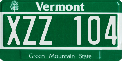 VT license plate XZZ104