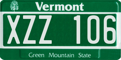 VT license plate XZZ106