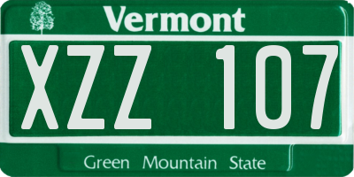 VT license plate XZZ107