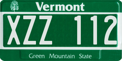 VT license plate XZZ112