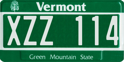 VT license plate XZZ114