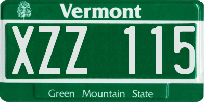 VT license plate XZZ115