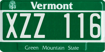 VT license plate XZZ116