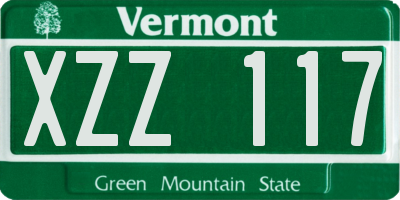 VT license plate XZZ117