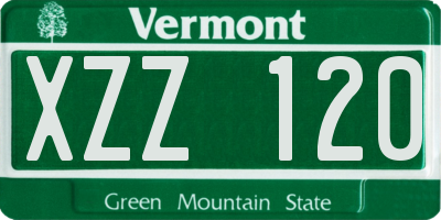 VT license plate XZZ120