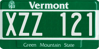 VT license plate XZZ121