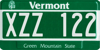 VT license plate XZZ122