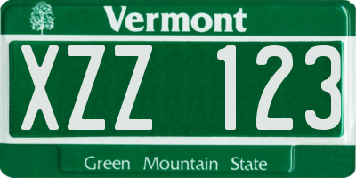 VT license plate XZZ123