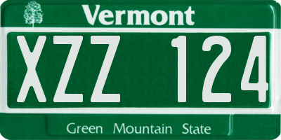 VT license plate XZZ124