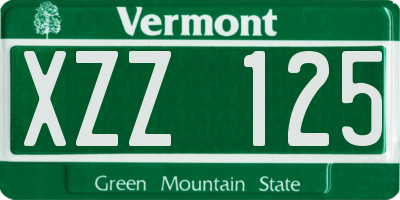 VT license plate XZZ125