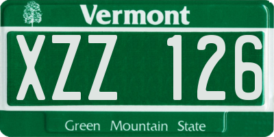 VT license plate XZZ126