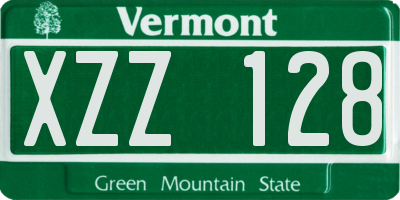 VT license plate XZZ128