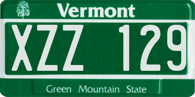 VT license plate XZZ129