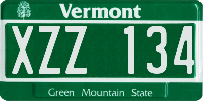 VT license plate XZZ134