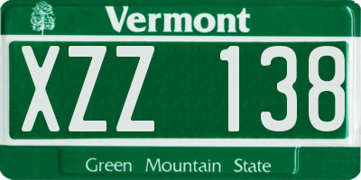 VT license plate XZZ138