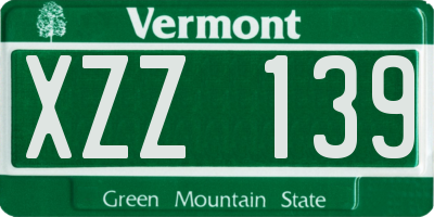 VT license plate XZZ139