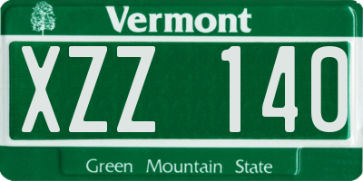 VT license plate XZZ140