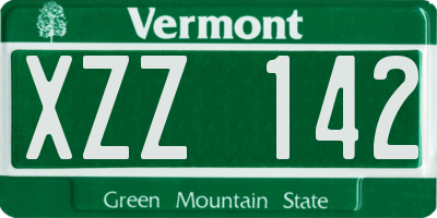 VT license plate XZZ142