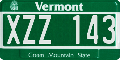 VT license plate XZZ143