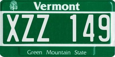 VT license plate XZZ149