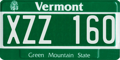 VT license plate XZZ160