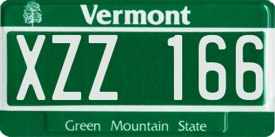 VT license plate XZZ166