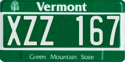 VT license plate XZZ167