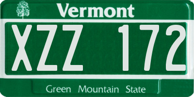 VT license plate XZZ172