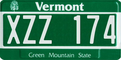 VT license plate XZZ174