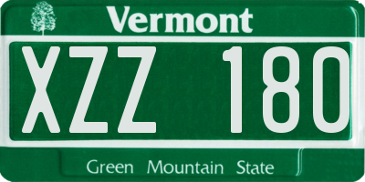 VT license plate XZZ180