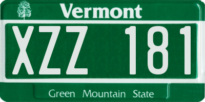 VT license plate XZZ181