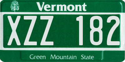 VT license plate XZZ182