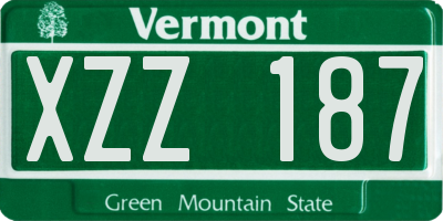 VT license plate XZZ187
