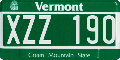 VT license plate XZZ190