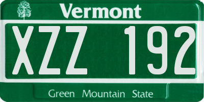 VT license plate XZZ192