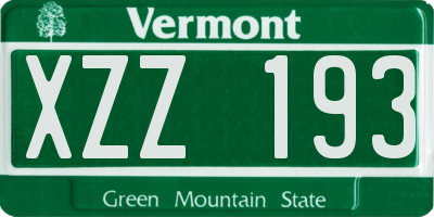 VT license plate XZZ193