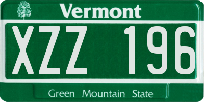 VT license plate XZZ196
