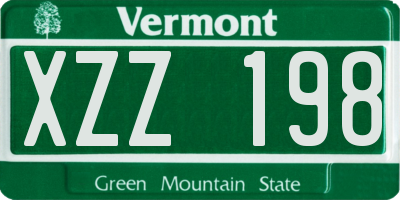 VT license plate XZZ198
