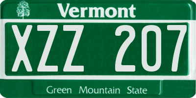 VT license plate XZZ207