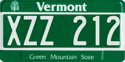 VT license plate XZZ212