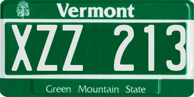 VT license plate XZZ213