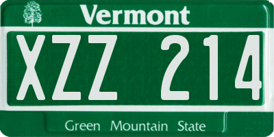 VT license plate XZZ214