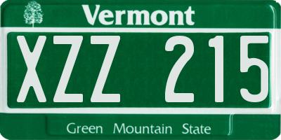 VT license plate XZZ215