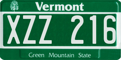 VT license plate XZZ216