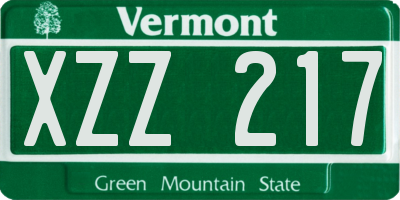 VT license plate XZZ217